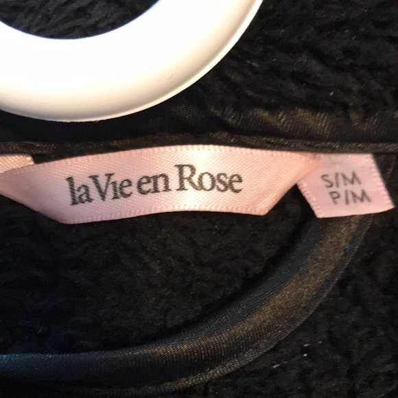 LA VIE EN ROSE Black Glitter Short Plush Robe Womens S/M - Picture 6 of 7